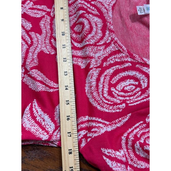 NEW LuLaRoe Womens Knit Tunic Top S Short Sleeve White Pink Floral Scoop Neck - Picture 7 of 7